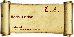 Bede Andor névjegykártya