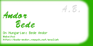 andor bede business card